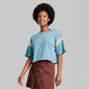 Women's Short Sleeve Cropped T-shirt Wild Fable Sky Blue Size XXL